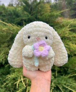 Handmade Crochet Bunny with Flower