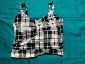 Preety New Balck And White Padded Crop Top