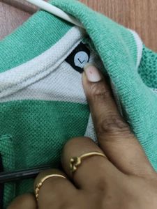 Less Used Striped Green Polo Shirt