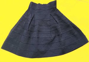 Navy Textured A-Line Skirt