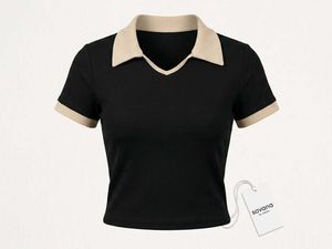 Chic Black & Beige gathered pullover TShi