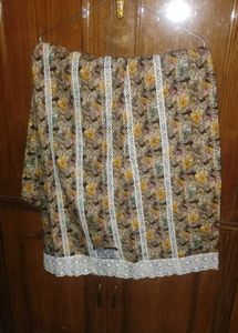Floral Print Full Suit with Lace Trim