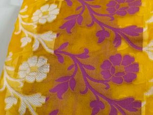 Yellow Saree with Floral Motif