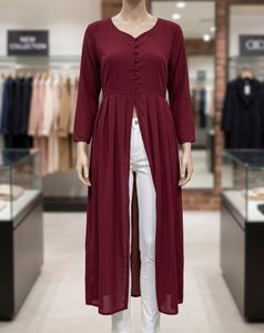 Maroon Anarkali Kurta with White Pants