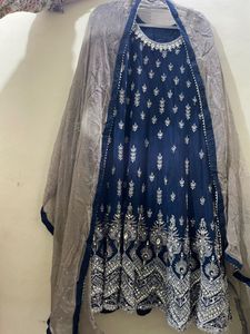 Elegant Navy Blue Embroidered Kurti