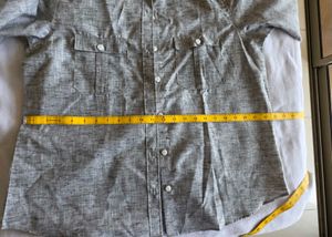 Grey Pure Linen Collared Shirt