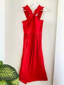 Vibrant Red Halter Neck Maxi Dress