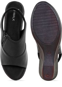 Black Wedge Slingback Sandals