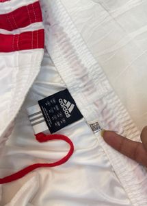 Adidas White Track Pants with Red Stripes