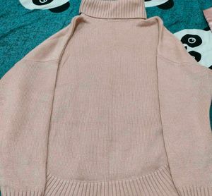 Pink Turtleneck Knit Sweater