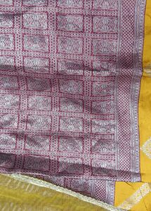 unstitched yellow banarsi suit