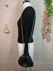 Ribbed Black Long Sleeve Top