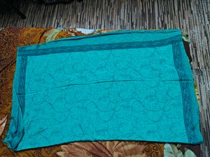Teal Saree with Black Block Print