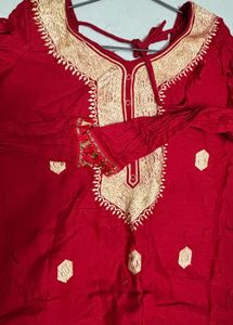 Beautiful Red Embroidered Kurta