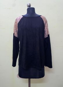 Long Sleeve velour & Sequin Top
