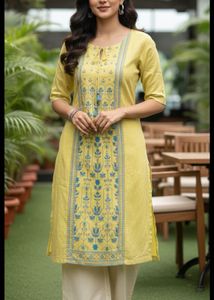 Yellow Embroidered Kurta