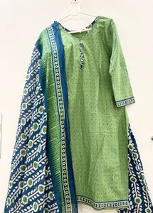 Green & Blue Printed Kurta Set