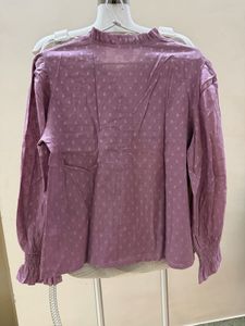 Purple Textured V-Neck Blouse