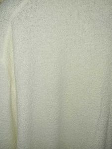 Boucle slit neck knitted polo shirt ivory