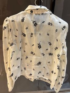 Sheer Floral Button-Up Blouse