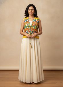 Vibrant Yellow Embroidered Ethnic Vest