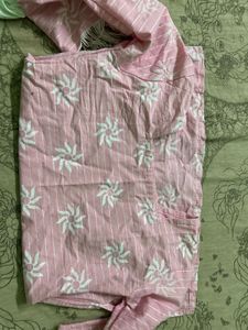 Pink Embroidered Kurta with Bell Sleeves
