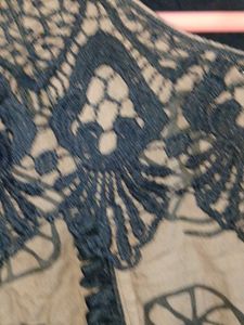 Brown Kurta with Black Lace &amp; Bicycle Print