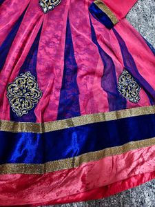 Beautiful Pink &amp; Blue Embroidered Anarkali Suit