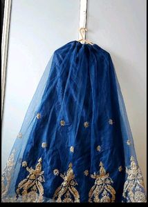 Royal Blue &amp; Gold Embroidered Lehenga Choli