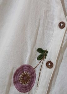 New not used White Cherry Print Shirt Dress
