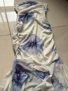 Floral Strapless Ruched Dress