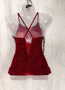 I. red animal print mini top