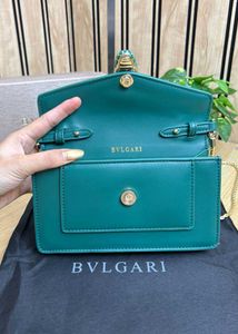 Bvlgari Green Leather Chain Shoulder Bag