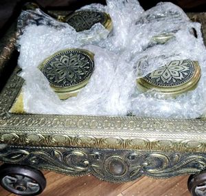 Vintage Glass Jars with Ornate Lids