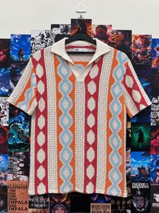 Retro Pattern Knit Polo Shirt