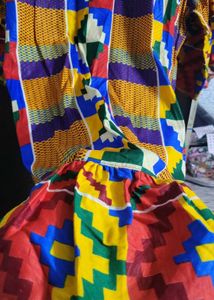 Vibrant Kente Print Dress with Ruffle Hem