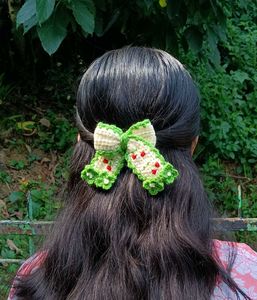 Handmade Crochet Hair Clip Bow