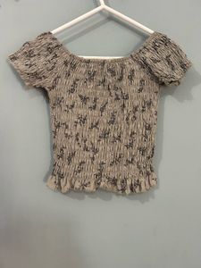 ‘Barely used’ Smocked Floral Off-Shoulder Top