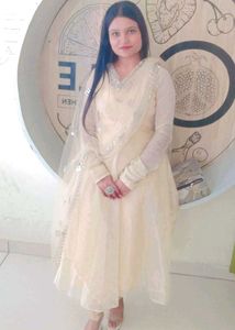 Elegant Cream Anarkali Suit with Dupatta