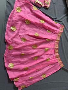 Pink Embroidered Lehenga Choli Material