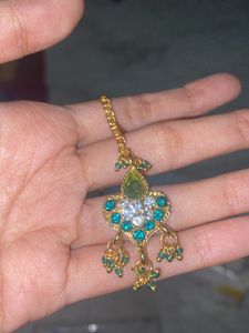 Turquoise Stone Necklace Set With Earrings And Maa