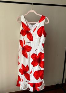 Red Floral Midi Dress