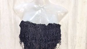 Black Fringe Strapless Crop Top