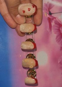 Cute Red Heart Press-On Nails 5 tips only