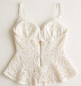 Cream Lace Peplum Camisole Top
