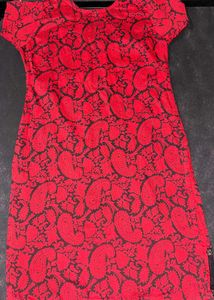 Red &amp; Black Paisley Kurta