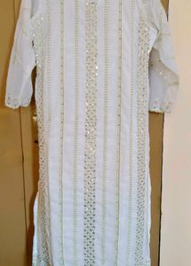 Moon White Color Georgette Sequence Kurta Set