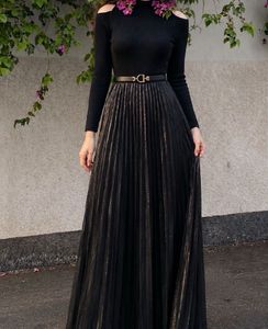 Chic Cold Shoulder Mock Neck Midi Dress