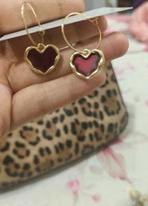 Red Heart Hoop Earrings