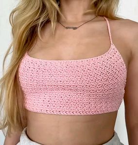 Pink Crochet beach Crop Top